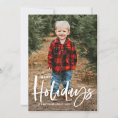 Rustic Modern Calligrafie Foto Prettige feestdagen Feestdagenkaart (Voorkant)