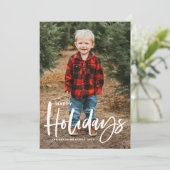 Rustic Modern Calligrafie Foto Prettige feestdagen Feestdagenkaart (Staand voorkant)