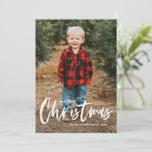 Rustic Modern Calligrafie Foto voor kerst Feestdagenkaart (Staand voorkant)