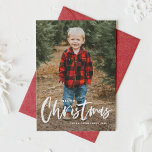 Rustic Modern Calligrafie Foto voor kerst Feestdagenkaart<br><div class="desc">Gelukkig kerstfeest! Verstuur feestelijke groeten dit vakantieseizoen met deze aanpasbare kerstfotoplatte kaart. Het is uitgerust met rustige moderne kalligrafie met een feestelijk vakantiepatroon. Personaliseer door een foto,  namen,  jaar en andere details toe te voegen. Deze moderne kalligrafiefkaart voor kerstmis is ook verkrijgbaar in andere kartonnen dozen.</div>