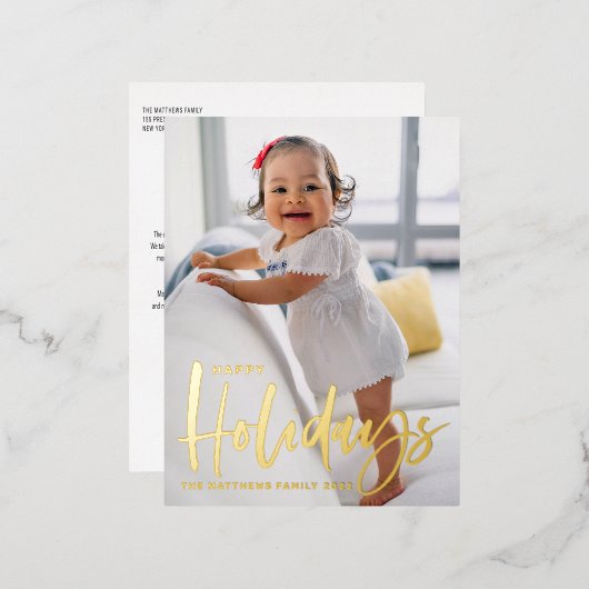 Rustic Modern Calligrafie Prettige feestdagen Foto (Voorkant / Achterkant)