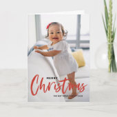 Rustic Modern Calligraphy Red Merry kerst Feestdagen Kaart (Voorkant)