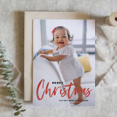 Rustic Modern Calligraphy Red Merry kerst Feestdagenkaart