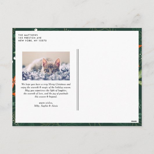 Rustic Modern Calligraphy Red Merry kerst Feestdagenkaart (Achterkant)