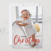 Rustic Modern Calligraphy Red Merry kerst Feestdagenkaart (Voorkant)