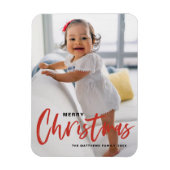 Rustic Modern Calligraphy Red Merry kerst Magneet (Verticaal)