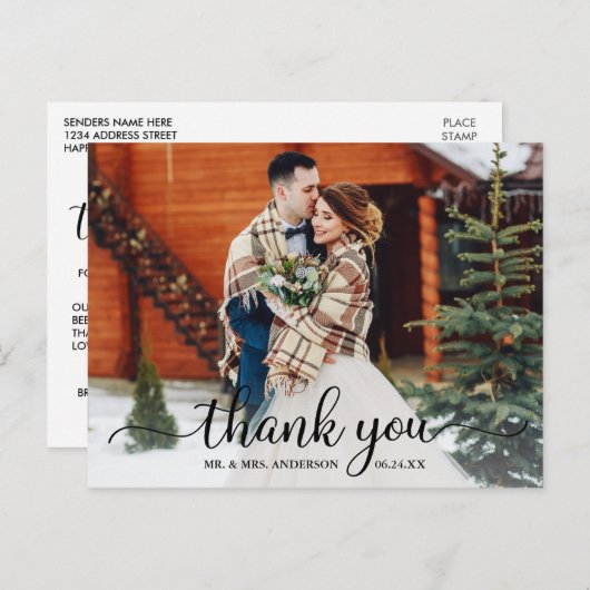 Rustic Modern Calligraphy Script Bedankt voor je h Briefkaart (Voorkant / Achterkant)