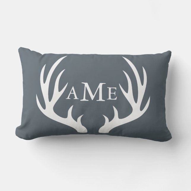Rustic Modern Country Deer Antlers Gepersonaliseer Kussen (Voorkant)