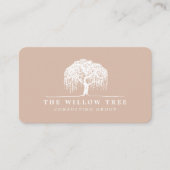 Rustic Modern Cream Blush & White Willow Tree Logo Visitekaartje (Voorkant)