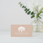 Rustic Modern Cream Blush & White Willow Tree Logo Visitekaartje (Staand voorkant)