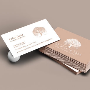 Rustic Modern Cream Blush & White Willow Tree Logo Visitekaartje