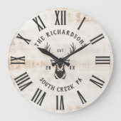 Rustic Modern Custom Family Name Farmhouse Grote Klok (Voorkant)