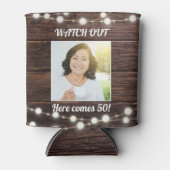 Rustic Modern Custom Photo 50th Birthday Stijlvol Blikjeskoeler (Voorkant)