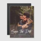 Rustic Modern Elegant Script Photo Save the Date Magnetische Uitnodiging (Voorkant / Achterkant)