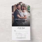 Rustic Modern Elegant Stylish Photo RSVP Wedding All In One Uitnodiging (Binnen)