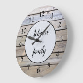 Rustic Modern Elegant Wood Familienaam Grote Klok (Hoek)