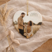 Rustic Modern Engagement Photo Heart Keepsake Keramisch Ornament