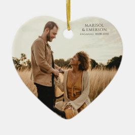 Rustic Modern Engagement Photo Heart Keepsake  Keramisch Ornament