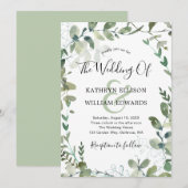 Rustic Modern Eucalyptus Green Wedding Kaart (Voorkant / Achterkant)