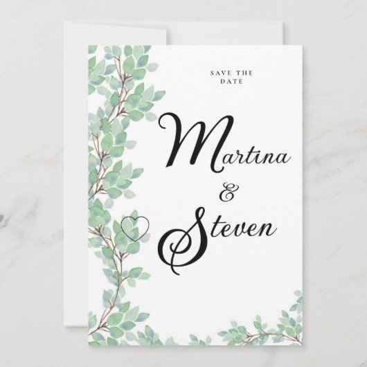 Rustic Modern Eucalyptus Greenery Wedding Kaart (Achterkant)