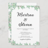 Rustic Modern Eucalyptus Greenery Wedding Kaart (Voorkant / Achterkant)