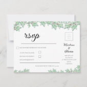Rustic Modern Eucalyptus Greenery Wedding RSVP Kaartje (Voorkant)