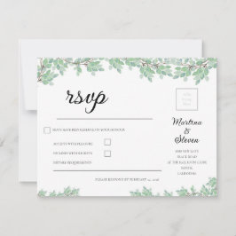 Rustic Modern Eucalyptus Greenery Wedding RSVP Kaartje
