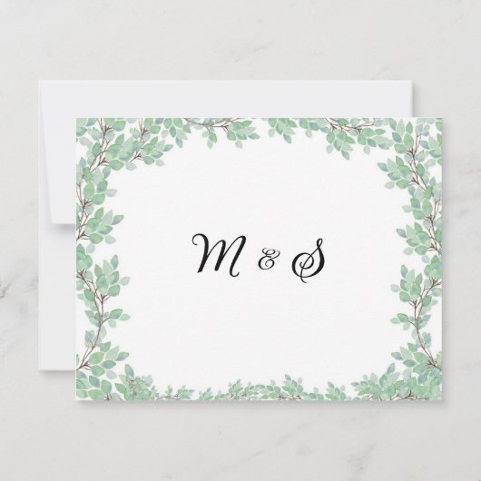 Rustic Modern Eucalyptus Greenery Wedding RSVP Kaartje (Achterkant)
