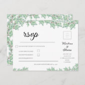 Rustic Modern Eucalyptus Greenery Wedding RSVP Kaartje (Voorkant / Achterkant)