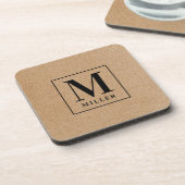 Rustic Modern Familienaam Monogram Bier Onderzetter (Linkerzijde)