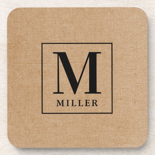 Rustic Modern Familienaam Monogram Bier Onderzetter (Voorkant)