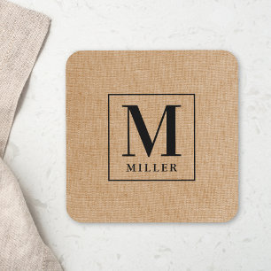 Rustic Modern Familienaam Monogram Bier Onderzetter