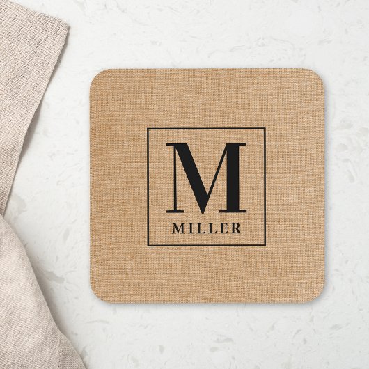 Rustic Modern Familienaam Monogram Bier Onderzetter