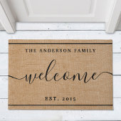 Rustic Modern Familienaam Monogram Welkom Deurmat
