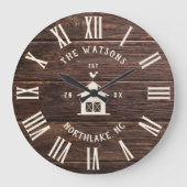 Rustic Modern Farmhouse Custom Name Retro Grote Klok (Voorkant)