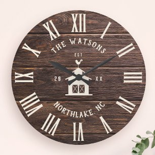 Rustic Modern Farmhouse Custom Name Retro Grote Klok