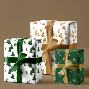 Rustic Modern Faux Gold en Green Pine Tree Forest Inpakpapier Vel