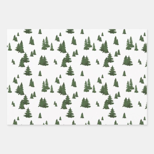 Rustic Modern Faux Gold en Green Pine Tree Forest Inpakpapier Vel (Voorkant 3)
