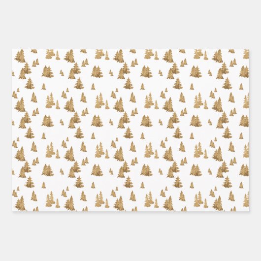 Rustic Modern Faux Gold en Green Pine Tree Forest Inpakpapier Vel (Voorkant)