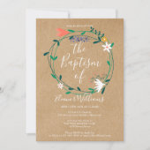 Rustic Modern Floral Baptism Christening Kaart (Voorkant)