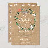 Rustic Modern Floral Baptism Christening Kaart (Voorkant / Achterkant)