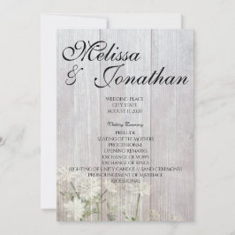 Rustic Modern Floral Wedding Ceremony Program V2 Kaart