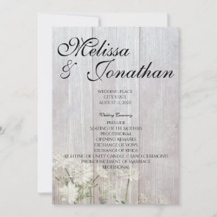Rustic Modern Floral Wedding Ceremony Program V2 Kaart