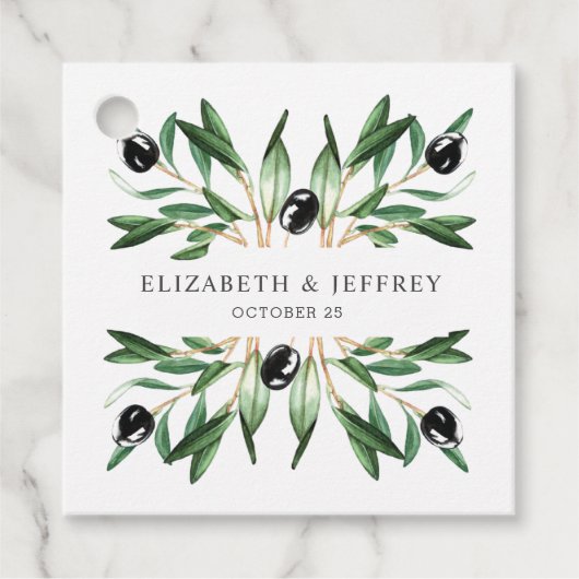 Rustic Modern Geometric Olive Branches Wedding Bedankjes Labels (Voorkant)