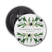 Rustic Modern Geometric Olive Branches Wedding Button Flesopener (Voorkant)