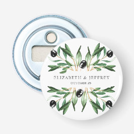 Rustic Modern Geometric Olive Branches Wedding Button Flesopener