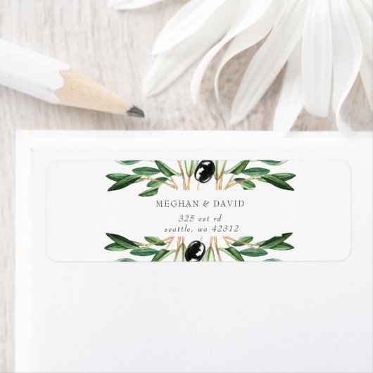 Rustic Modern Geometric Olive Branches Wedding Etiket (Insitu)