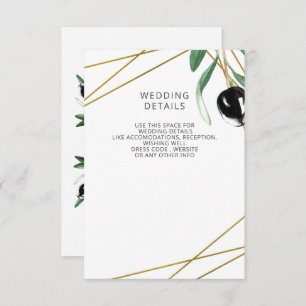 Rustic Modern Geometric Olive Branches Wedding Informatiekaartje