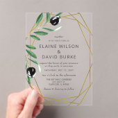 Rustic Modern Geometric Olive Branches Wedding Inv Acryl Uitnodigingen (Insitu (Draagbaar))