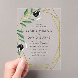 Rustic Modern Geometric Olive Branches Wedding Inv Acryl Uitnodigingen